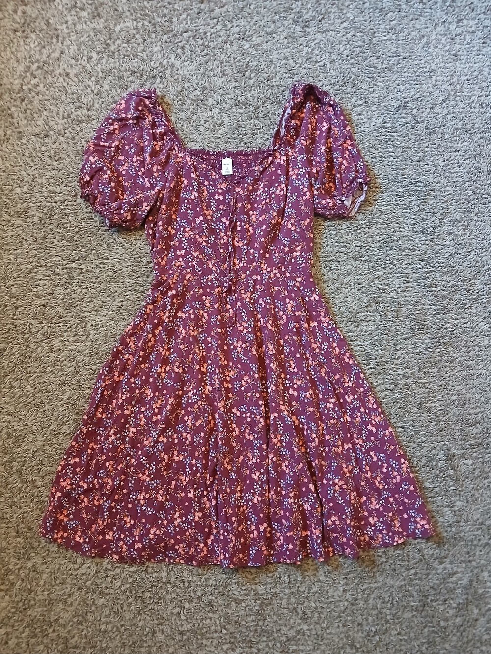 Old Navy Puffed Sleeve Mauve Dress, Medium Tall